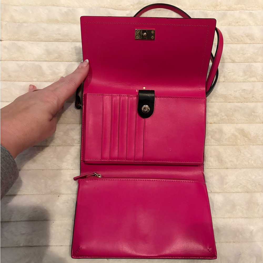 Kate Spade Arbour Hill Winni Crossbody Black & Hot Pink - Picture 3 of 4